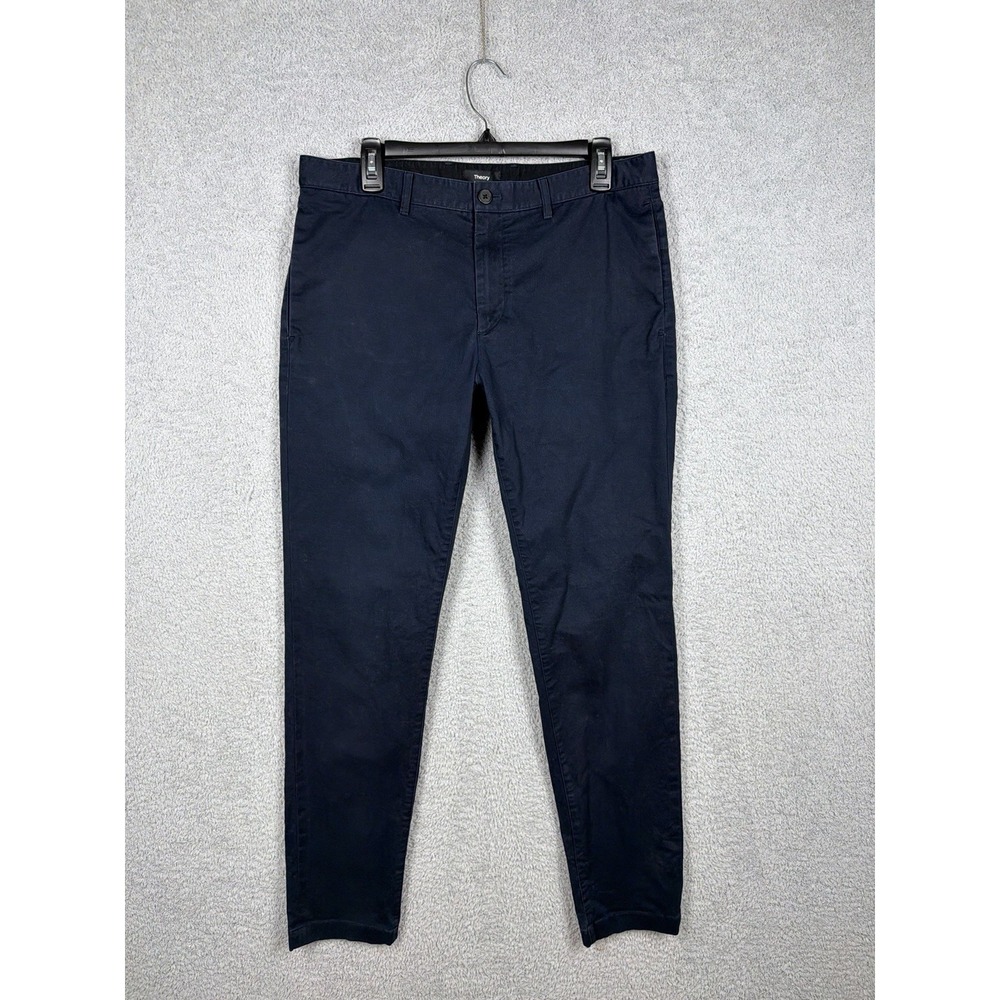 Theory Zaine P2 Chino Soft 2 Mens 34x32 Navy Blue Stretch Cotton Slim Pants